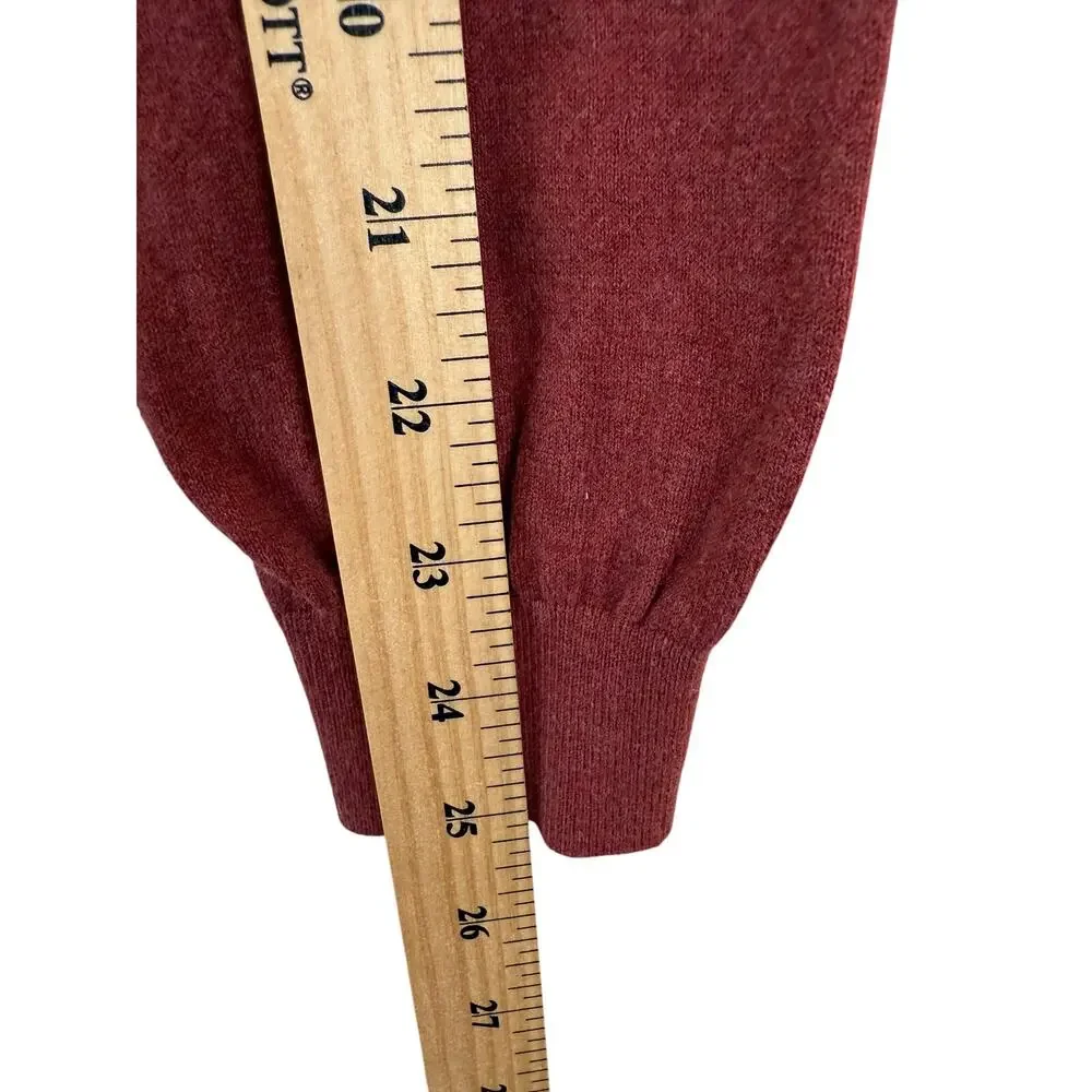 Massimo Dutti Cashmere Blend Sweater Mens M Maroon Elbow Patches Academia Preppy